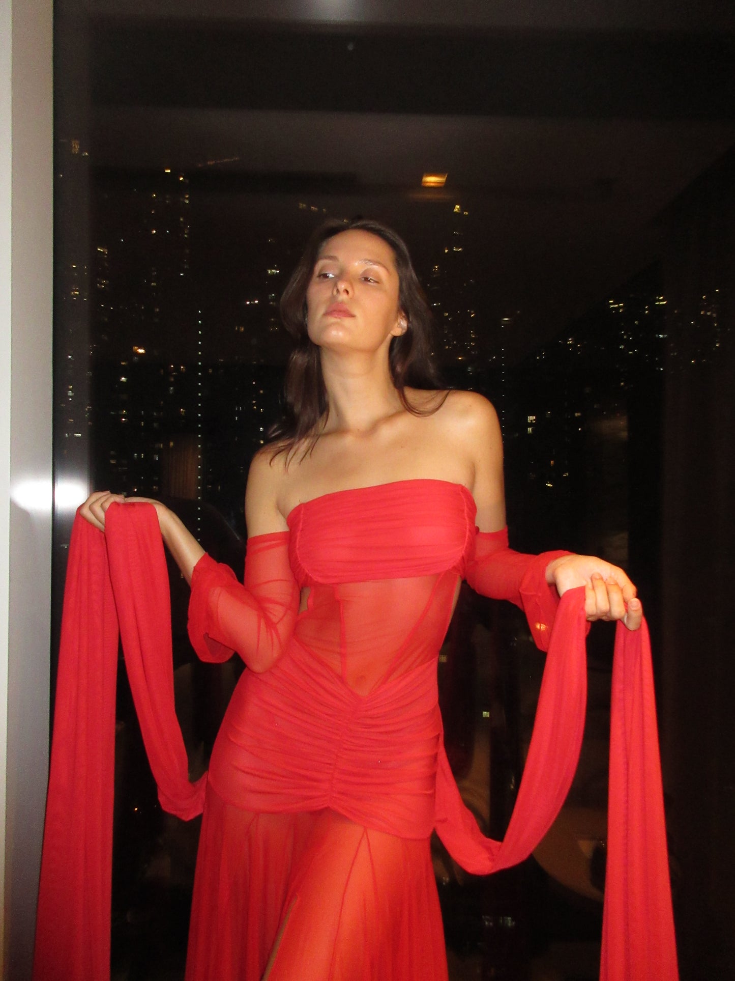 The Athena Dress - Crimson Flame