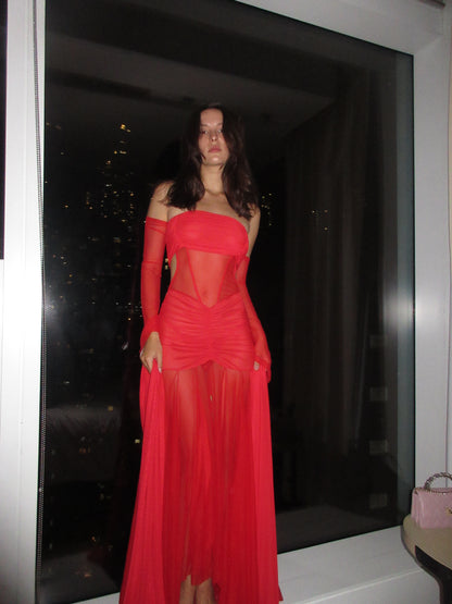 The Athena Dress - Crimson Flame