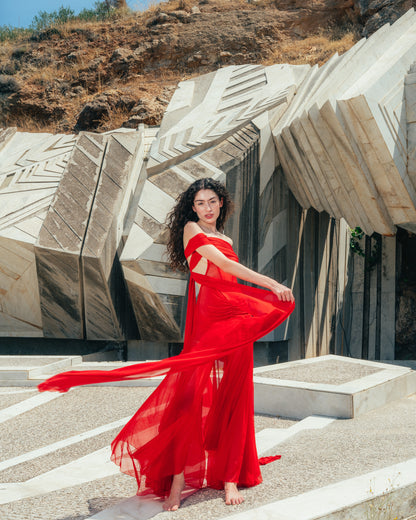 The Athena Dress - Crimson Flame