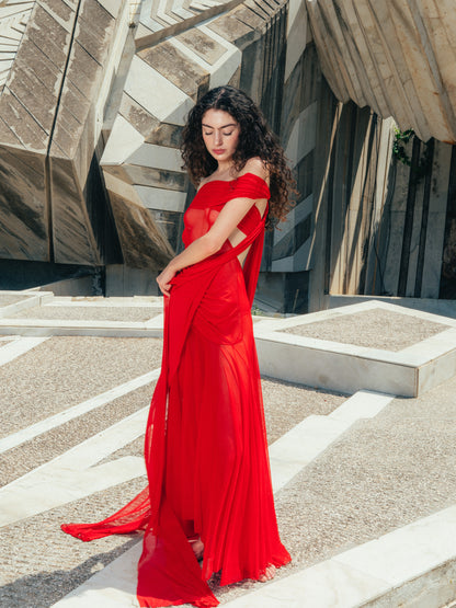 The Athena Dress - Crimson Flame