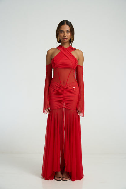 The Athena Dress - Crimson Flame