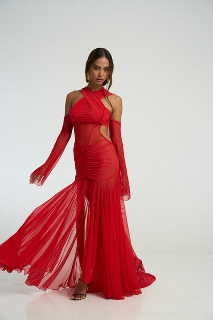 The Athena Dress - Crimson Flame