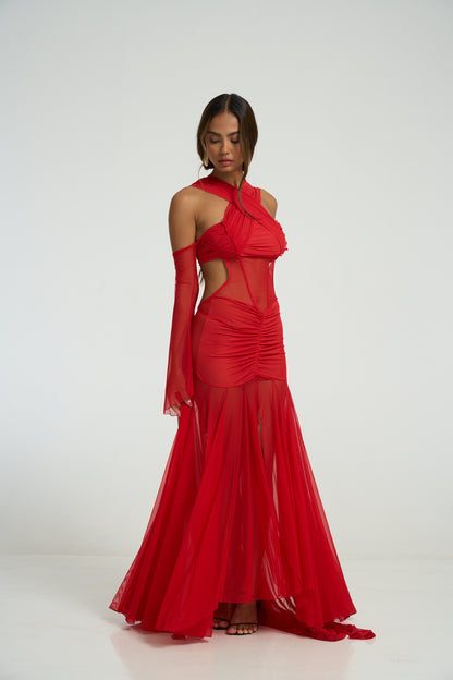The Athena Dress - Crimson Flame