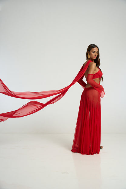 The Athena Dress - Crimson Flame